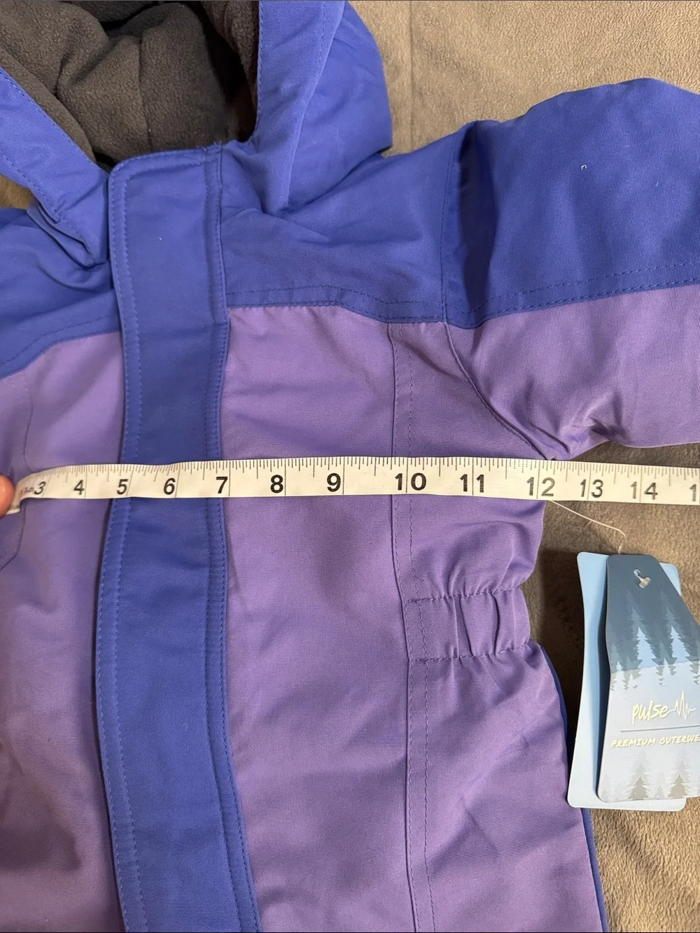 NWT Pulse kids unisex Purple and Royal Blue Kids Hooded Winter Snowsuit Sz 12 M